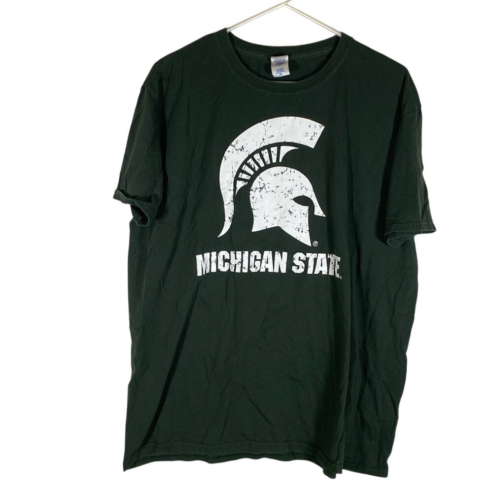 Michigan State Spartans Logo Graphic Green Short Sleeve T-shirt Adult XL unisex
